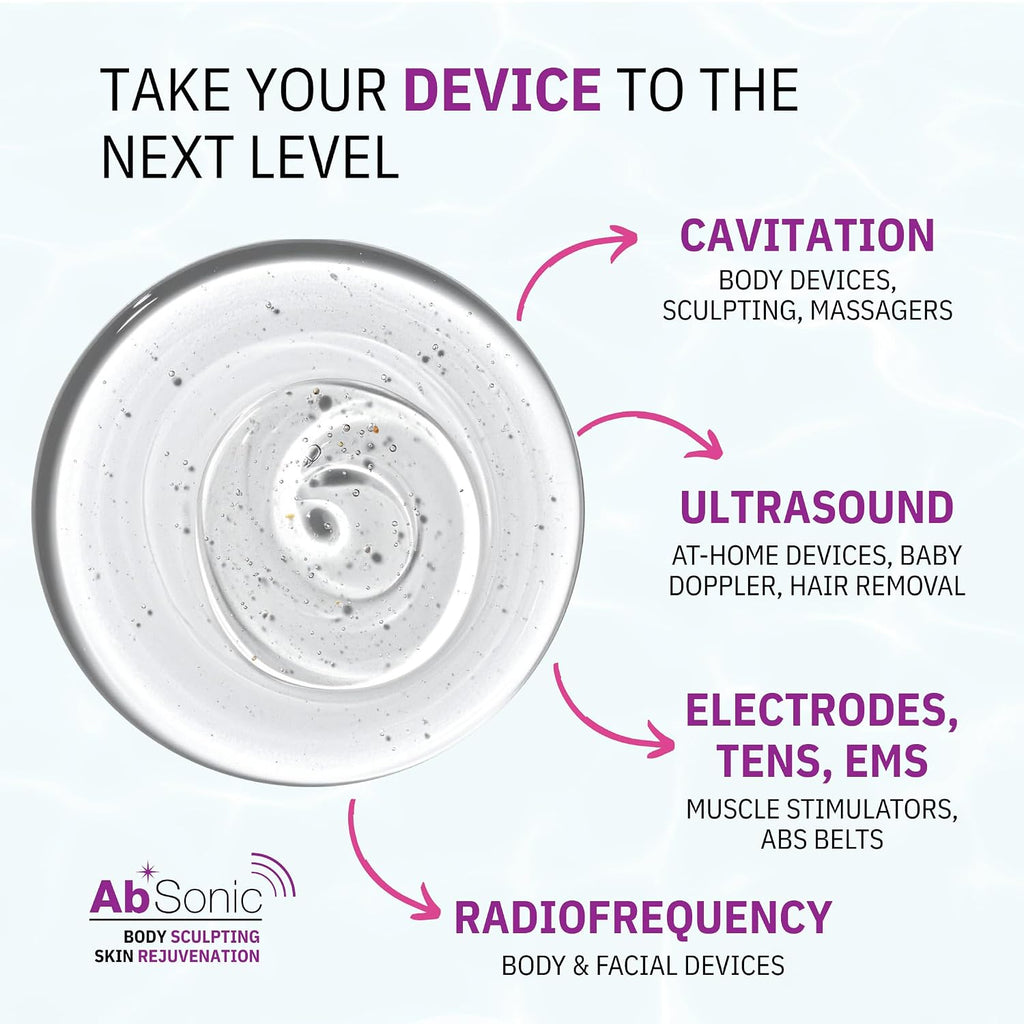Absonic Conductive Gel for Ultrasound, Cavitation, Microcurrent, RF, TENS & EMS Devices – 2-Pack (17 oz Total) – Water-Based, Paraben-Free – Designed in France